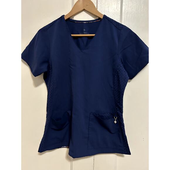 Vera Bradley Navy Scrub Top V Neck Charm Nursing Scrub Size Small 4-6 - Picture 1 of 5